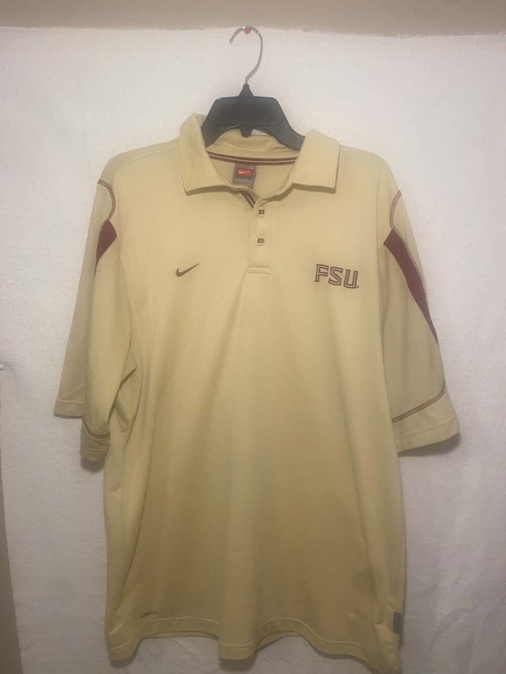 Nike Florida State University FSU Team Fit-Dry Polo Shirt Gold Size Large
